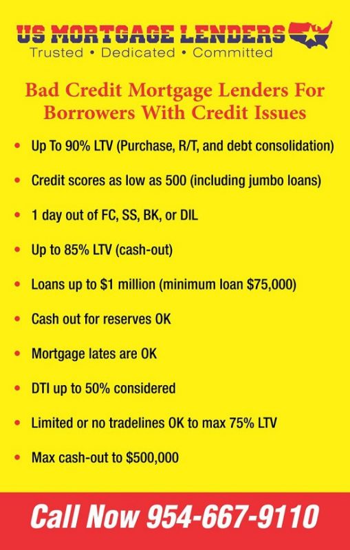 Bad Credit Mortgage Lenders