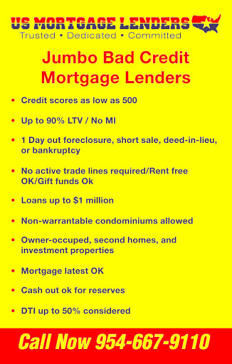 Jumbo bad Credit Florida Mortgage Lenders