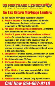 NO TAX RETURN CHECKLIST